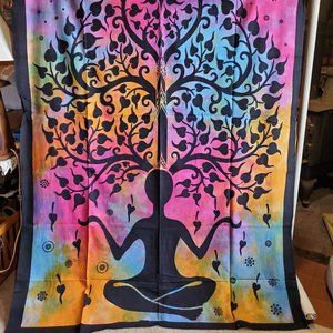 One with Nature meditating tree of life tapestry bedspread!